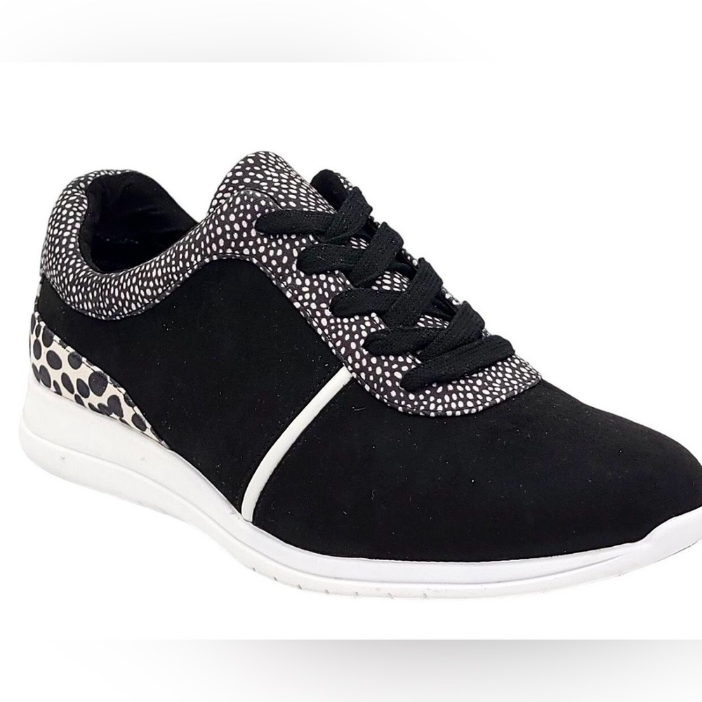 Isaac Mizrahi Black Sneakers with White Dotted Trim